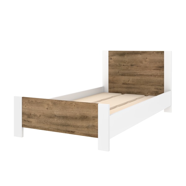 Bestar Sirah Twin Platform Bed, Rustic Brown & White 108220-000009